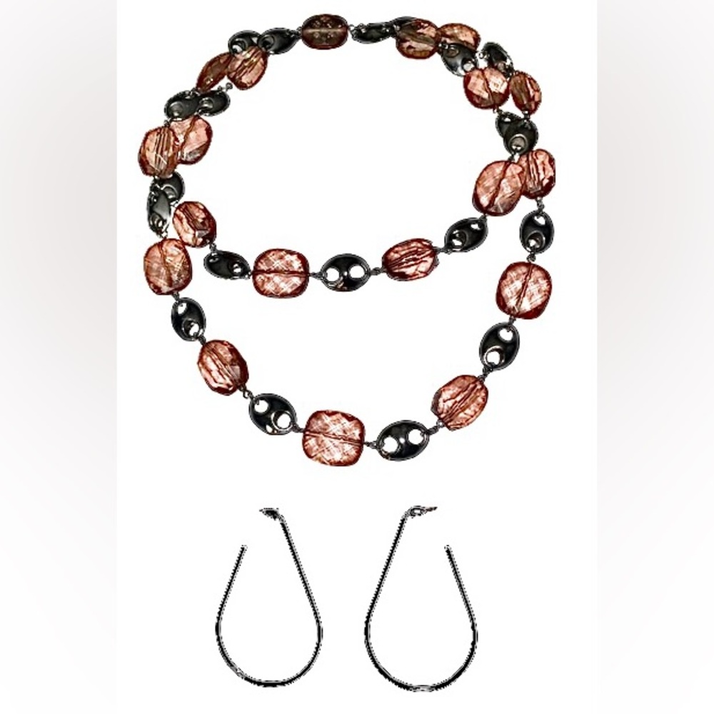Chic Pink and Silver Double-Strand Necklace